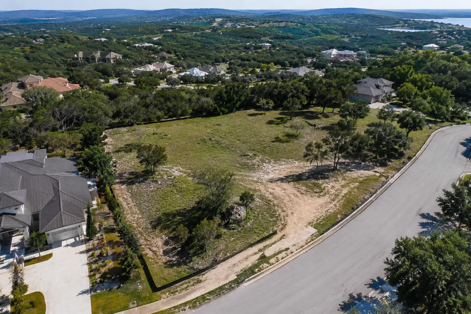 Aerial view of a potential residential building property