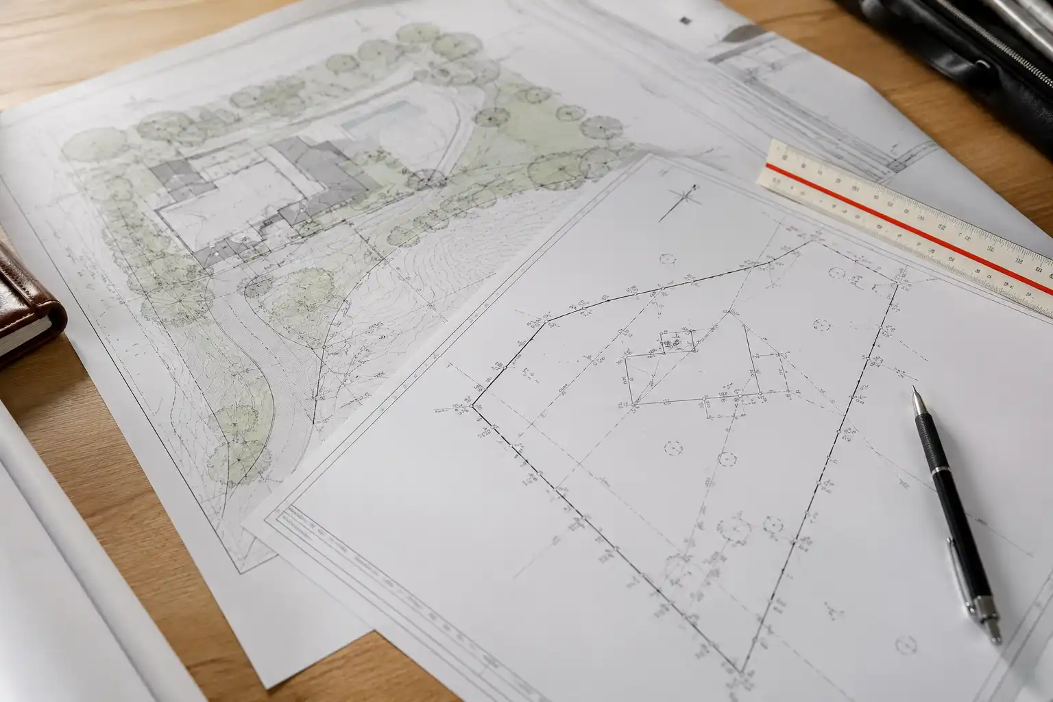 Residential property site plan and survey drawing