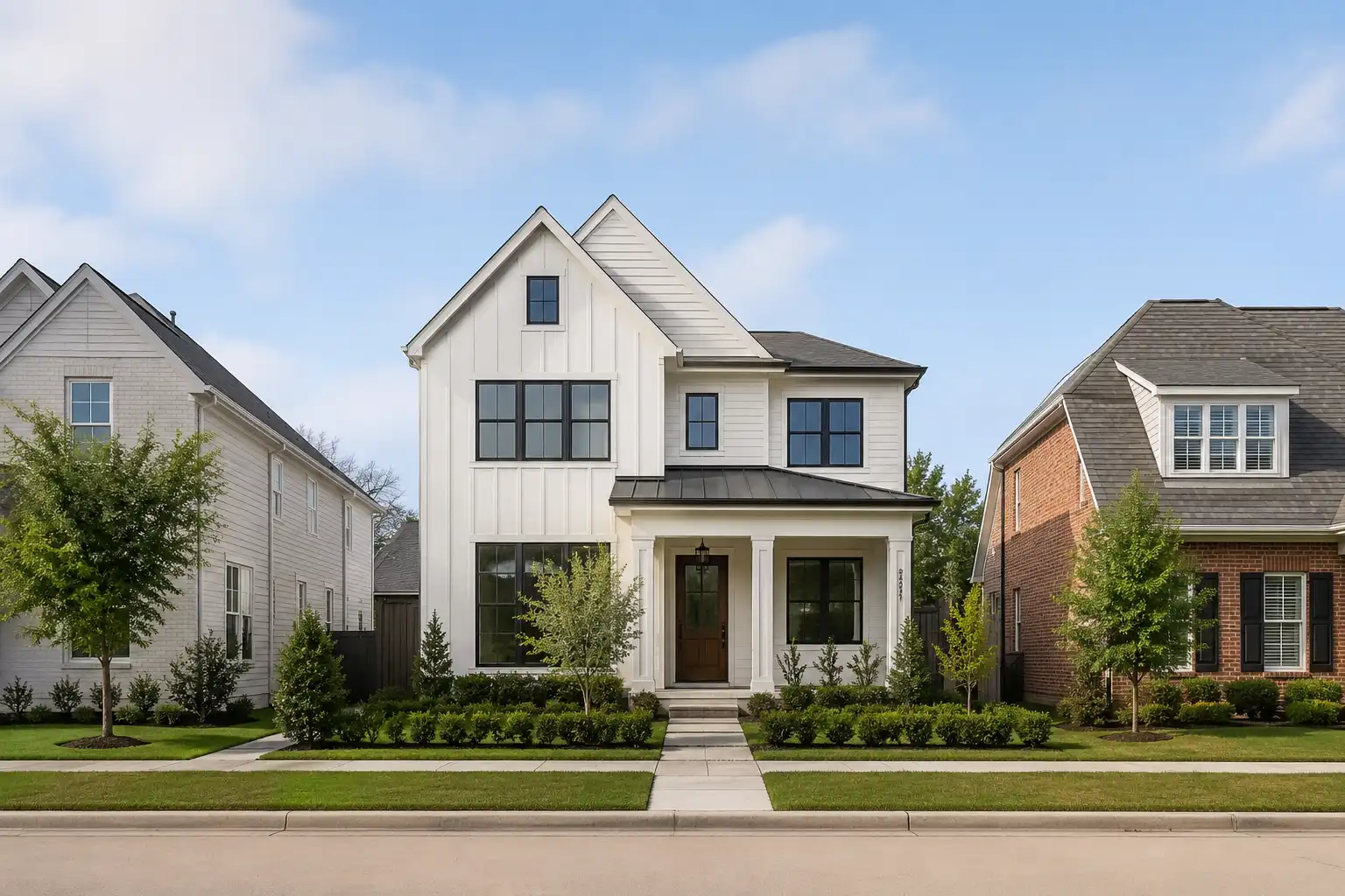 Infill custom home in a neighborhood
